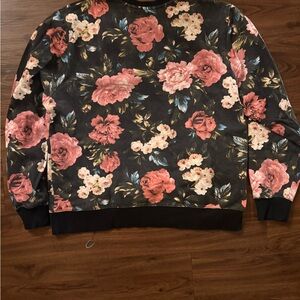 Insight Black and Pink Floral Men's Crewneck Sweater